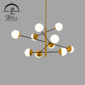 DLSS Люстра Sputnik для спальни, потолочный светильник Globe для гостиной, 10 ламп, светодиодные лампы G9 в комплекте, золотая люстра