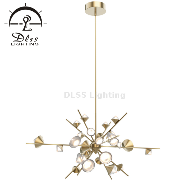 Дизайнерское решение Декоративная люстра Sputnik LED Pyramid Gold 10307
