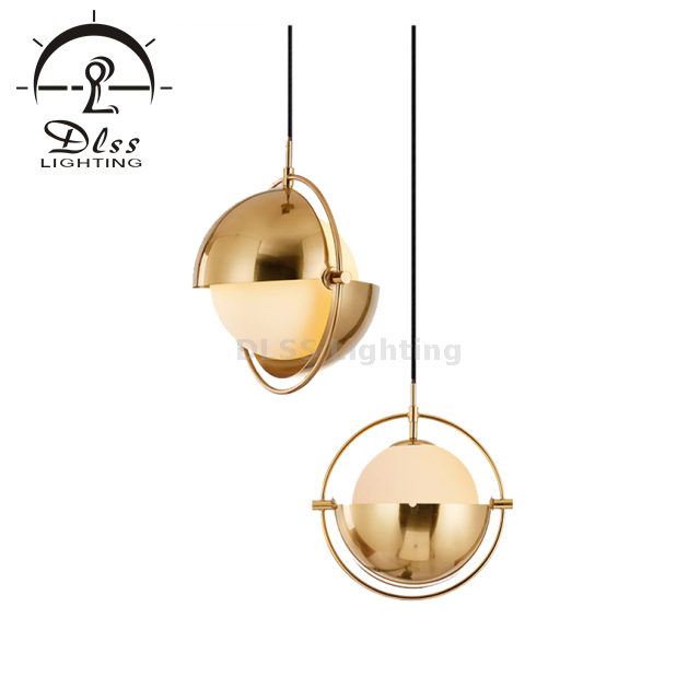 Персонализируйте освещение Global Adjustable Gold Metal Shade с молочно-белым стеклянным подвесным освещением 9902